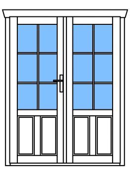 Dřevěné dveře Taunus 149x193 cm, 2/3 sklo, dvoukřídlé levé