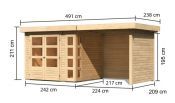 KERKO 3 přístavek 240 cm včetně zadní a boční stěny (82934) natur