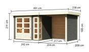 KERKO 3 přístavek 240 cm včetně zadní a boční stěny (82935) terragrau