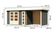 KERKO 4 přístavek 240 cm včetně zadní a boční stěny (82943) terragrau