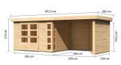 KERKO 5 přístavek 280 cm včetně zadní a boční stěny (9208) natur