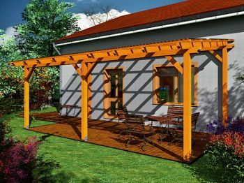 Pergola ke zdi domu, sklon krokví
