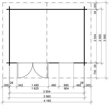 Zahradní domek Laura 350x250 Ekonomik, dvoukřídlé dveře