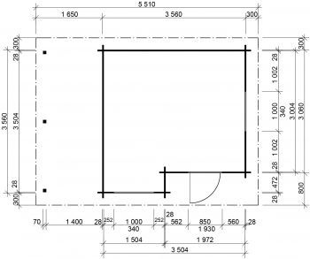 Zahradní domek Ueli 350x350 s přístřeškem