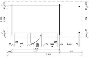 Zahradní domek Artur 350x200 Ekonomik s přístřeškem