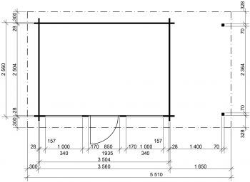 Zahradní domek Artur 350x250 Ekonomik s přístřeškem