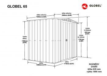 Plechový zahradní domek Globel 6x5 stříbrný se střešním oknem