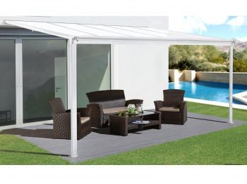 hliníková pergola WALL 33 bílá + opál PC