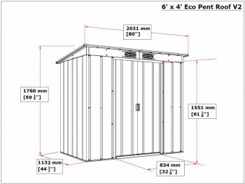 Zahradní domek Pent Roof ECO 6x4 zelený (2.5 m²)