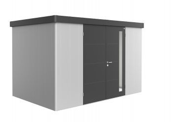 Zahradní domek Neo 2D dvoukřídlé dveře, stříbrná metalíza 1.3 - Biohort