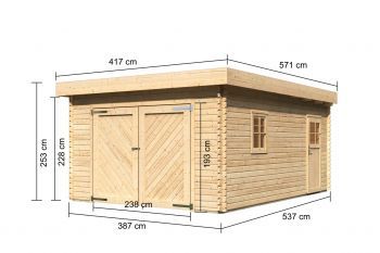 Dřevěná garáž Karibu 369x521 68284 40 natur