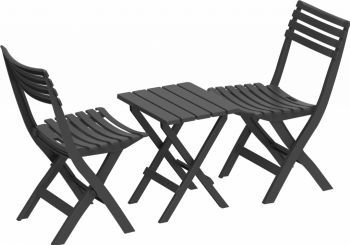Skládací plastový balkónový nábytek 2+1, antracit, Duramax IDMOFXX081GY