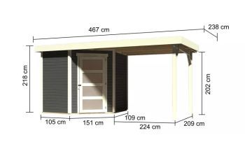 Zahradní domek Karibu SCHWANDORF 3 přístavek 240 cm (77739) terragrau