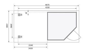 Zahradní domek Karibu SCHWANDORF 3 přístavek 240 cm (77739) terragrau