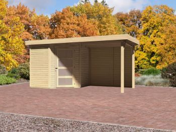 Zahradní domek Karibu SCHWANDORF 3 přístavek včetně zadní stěny 240 cm (9210) natur