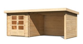 Dřevěný zahradní domek Karibu BASTRUP 4 přístavek 300 cm včetně zadní a boční stěny (73327) natur