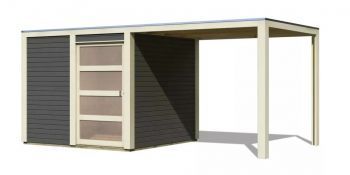 Dřevěný zahradní domek Karibu QUBIC 1 přístavek 240 cm (79848) terragrau