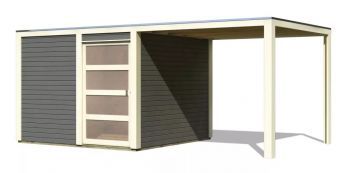 Dřevěný zahradní domek Karibu QUBIC 2 přístavek 270 cm (89397) terragrau