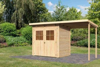Dřevěný zahradní domek Karibu GLUCKSBURG 2 přístavek 190 cm (83229) natur