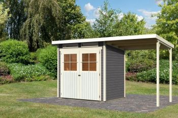 Dřevěný zahradní domek Karibu GLUCKSBURG 2 přístavek 190 cm (83230) terragrau