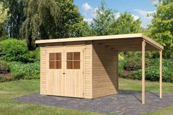 Dřevěný zahradní domek Karibu GLUCKSBURG 4 přístavek 190 cm (83232) natur