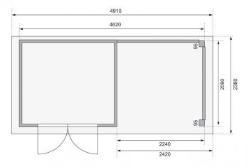 Dřevěný zahradní domek Karibu KERKO 3 přístavek 240 cm (82933) terragrau