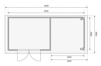 Dřevěný zahradní domek Karibu KERKO 4 přístavek 240 cm (82941) terragrau