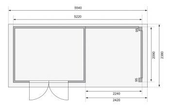 Dřevěný zahradní domek Karibu KERKO 4 přístavek 240 cm včetně zadní stěny (9190) terragrau