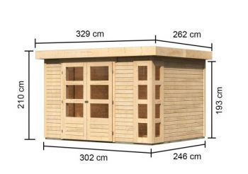 Dřevěný zahradní domek Karibu KERKO 5 (9183) natur