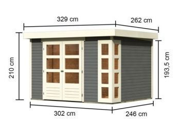Dřevěný zahradní domek Karibu KERKO 5 (9184) terragrau