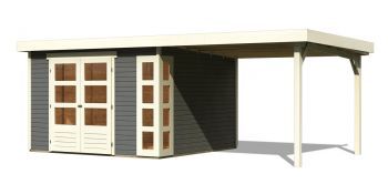 Dřevěný zahradní domek Karibu KERKO 6 přístavek 240 cm (38732) terragrau
