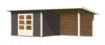 Dřevěný zahradní domek Karibu NORTHEIM 3 přístavek 330 cm včetně zadní stěny (9272) terragrau