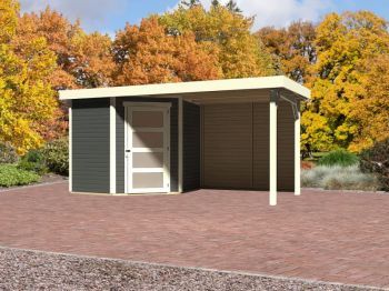 Zahradní domek Karibu SCHWANDORF 3 přístavek včetně zadní stěny 240 cm (9211) terragrau