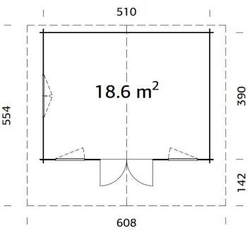 Zahradní chatka Helena 18.6 m² (510x390 cm)