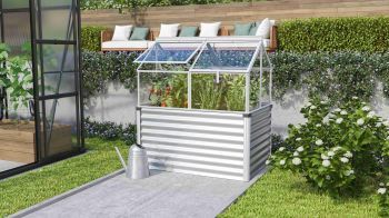 Vyvýšený záhon s pařeništěm Vitavia GAIA JUMBO sklo 3 mm stříbrný