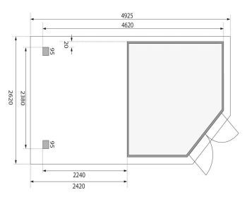 Zahradní domek Karibu GOLDENDORF 5 přístavek 240 cm včetně zadní stěny (8869) terragrau