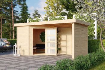 Zahradní domek Karibu SCHWANDORF 3 přístavek včetně zadní a boční stěny 240 cm (77740) natur