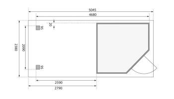 Zahradní domek Karibu SCHWANDORF 3 přístavek 280 cm (77743) terragrau