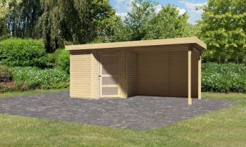 Zahradní domek Karibu SCHWANDORF 3 přístavek 280 cm včetně zadní stěny (9212) natur