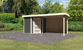 Zahradní domek Karibu SCHWANDORF 3 přístavek 280 cm včetně zadní stěny (9213) terragrau