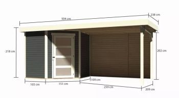 Zahradní domek Karibu SCHWANDORF 3 přístavek 280 cm včetně zadní stěny (9213) terragrau