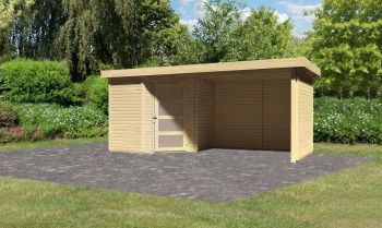 Zahradní domek Karibu SCHWANDORF 3 přístavek 280 cm včetně zadní a boční stěny (77744) natur