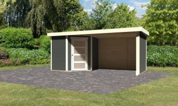 Zahradní domek Karibu SCHWANDORF 3 přístavek 280 cm včetně zadní a boční stěny (77745) terragrau