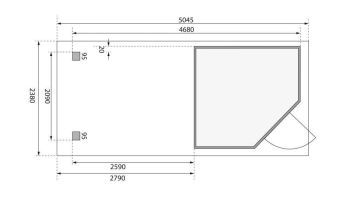 Zahradní domek Karibu SCHWANDORF 3 přístavek 280 cm včetně zadní a boční stěny (77745) terragrau
