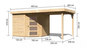 Zahradní domek Karibu SCHWANDORF 5 přístavek 240 cm (77746) natur