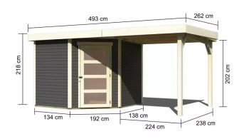 Zahradní domek Karibu SCHWANDORF 5 přístavek 240 cm (77747) terragrau