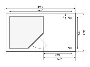 Zahradní domek Karibu SCHWANDORF 5 přístavek 240 cm (77747) terragrau