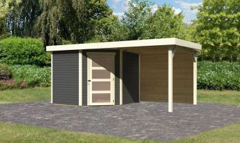 Zahradní domek Karibu SCHWANDORF 5 přístavek 240 cm včetně zadní stěny (9215) terragrau