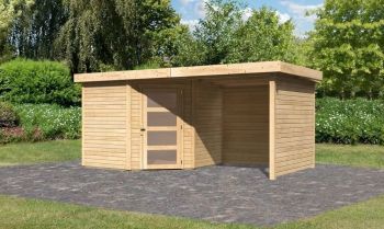 Zahradní domek Karibu SCHWANDORF 5 přístavek 240 cm včetně zadní a boční stěny (77748) natur