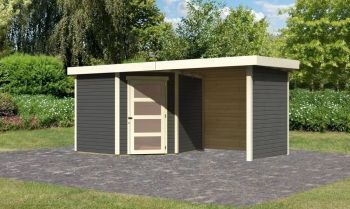 Zahradní domek Karibu SCHWANDORF 5 přístavek 240 cm včetně zadní a boční stěny (77749) terragrau
